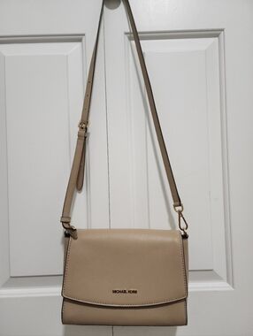 Michael Kors Beige Leather Crossbody Bag - Signature Minimalist Design